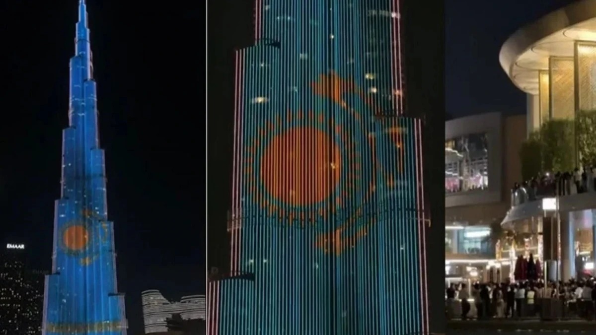 Әлемдегі ең биік ғимарат Қазақстанның көк туымен көмкерілді