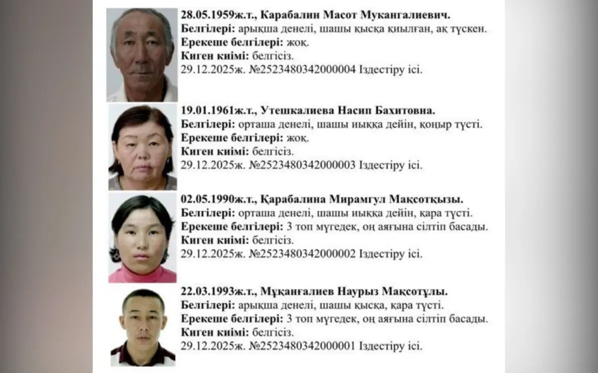 Атырау облысында төрт адамнан тұратын отбасы хабар-ошарсыз кетті